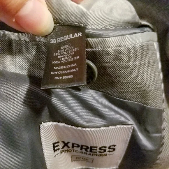Express Gray Suit (blazer&pants) Matching Photographer & Producer Wool Blend Set - Picture 10 of 12